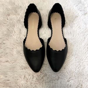 Scalloped Black Flats - NEVER WORN, IN ORIGINAL BOX